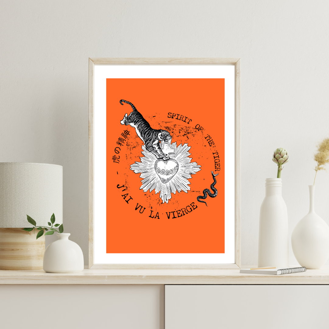 Affiche Cœur sacré Tigre 42x29,7
