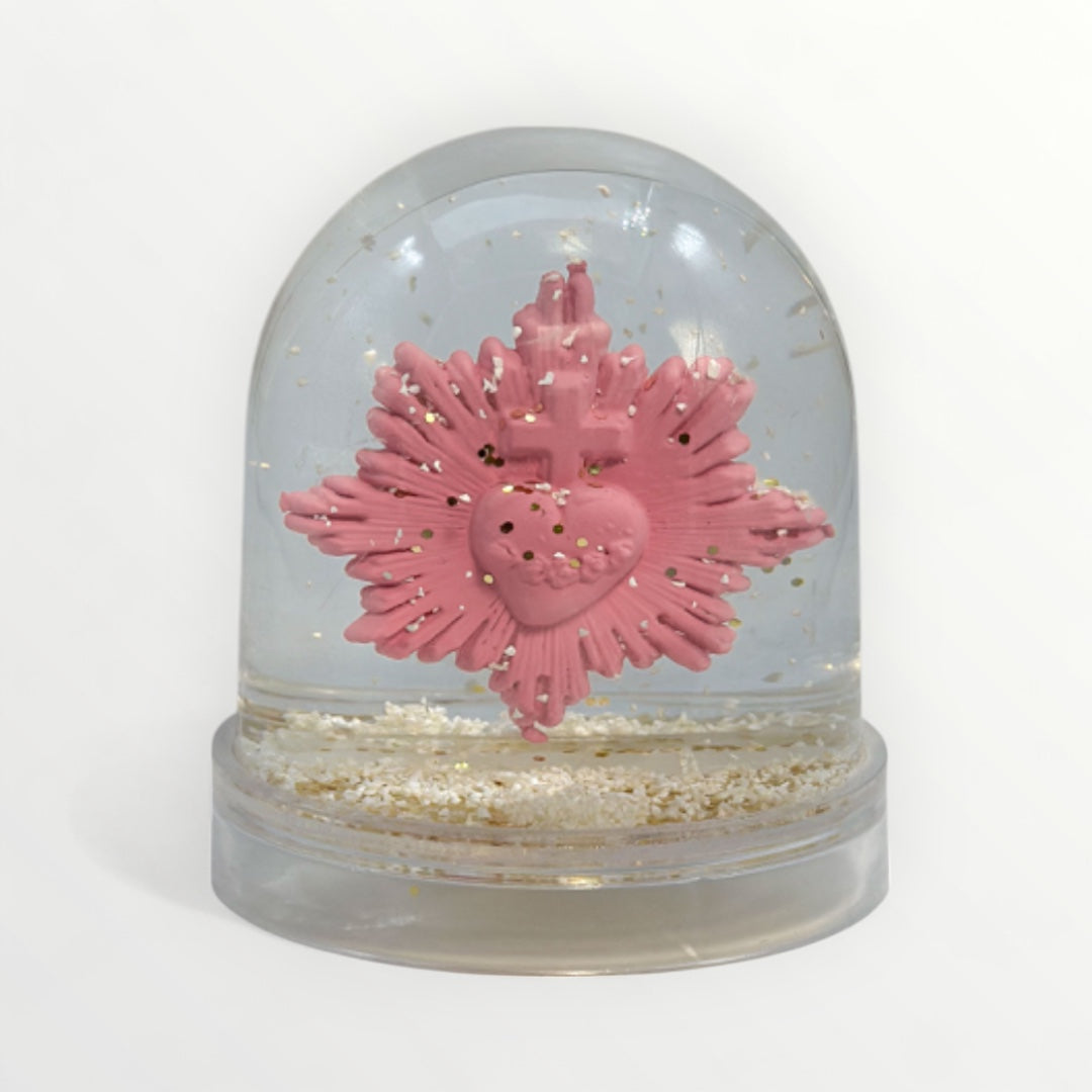 Boule à neige ex-voto rose bazooka