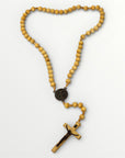 Chapelet en bois teinté jaune curry – J’ai vu la Vierge