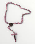 Chapelet en bois teinté rose mûre – J’ai vu la Vierge