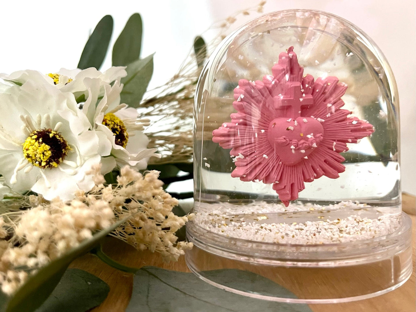 boule à neige ex voto coeur vital rose bazooka