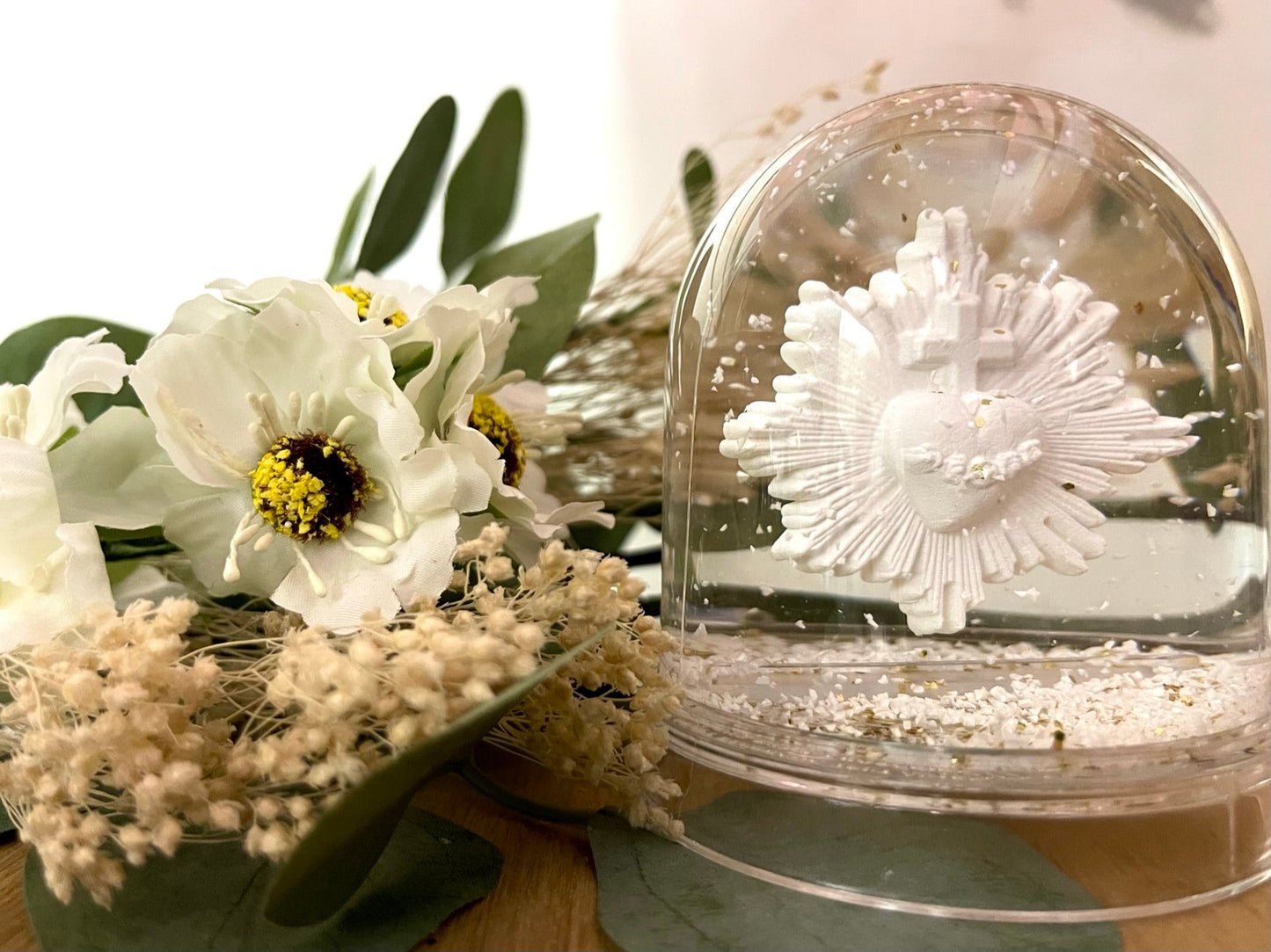 boule à neige ex voto coeur vital blanc