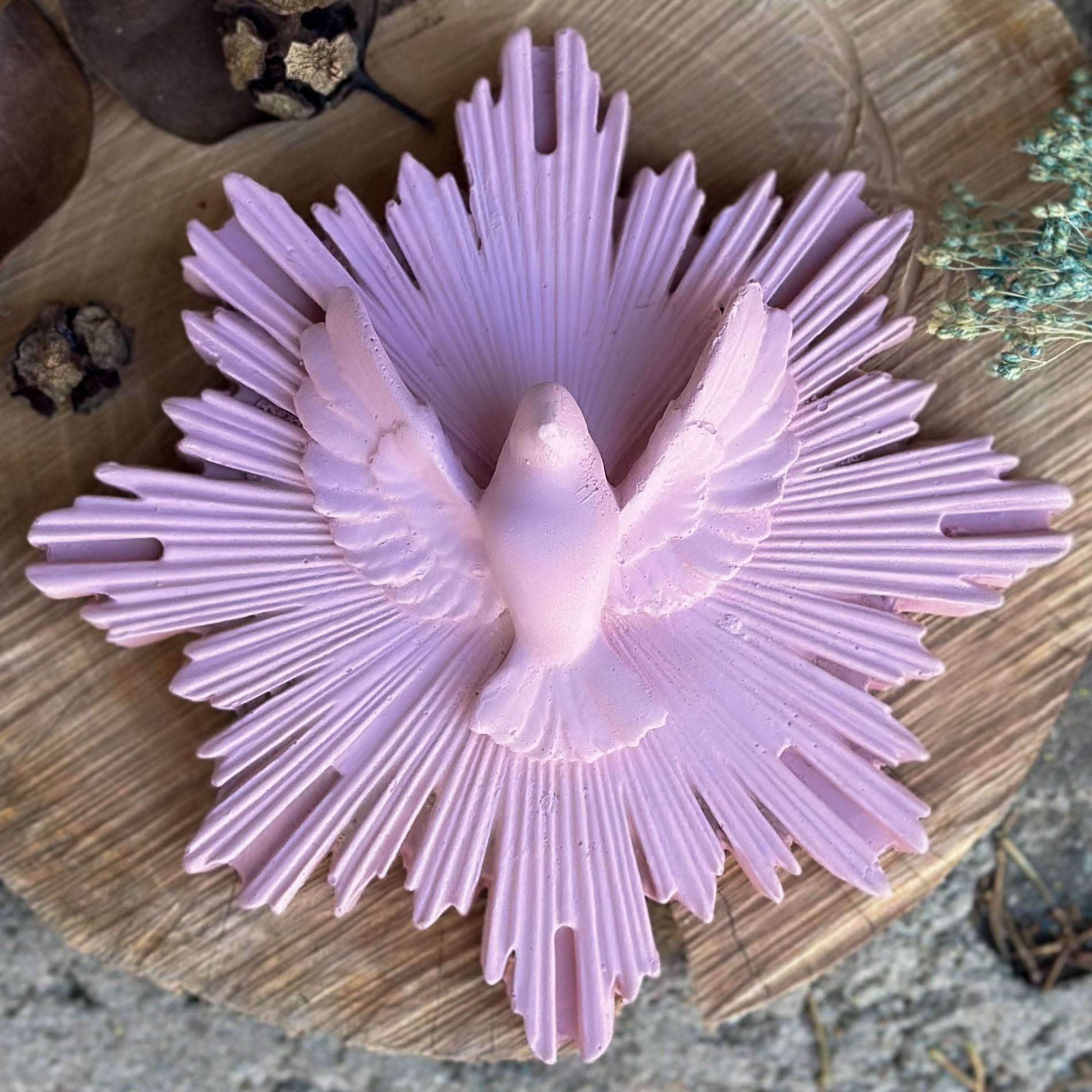 Ex-voto oiseau "envole-moi" - couleurs intemporelles rose poudré