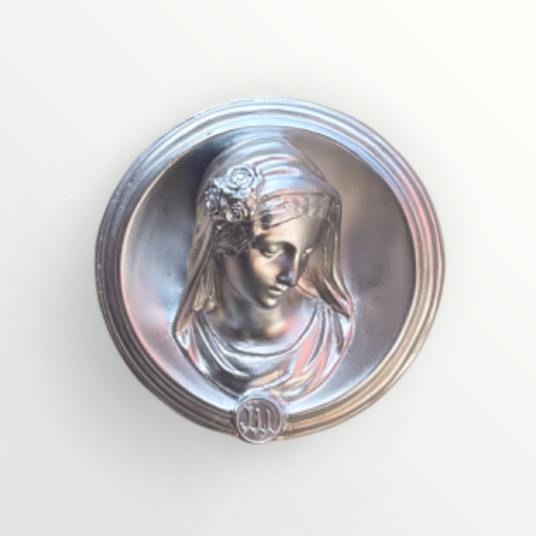 Ex-voto visage de Marie en relief - Selfie argent