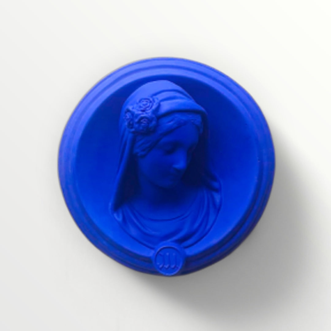 Ex-voto visage de Marie en relief - Selfie indigo