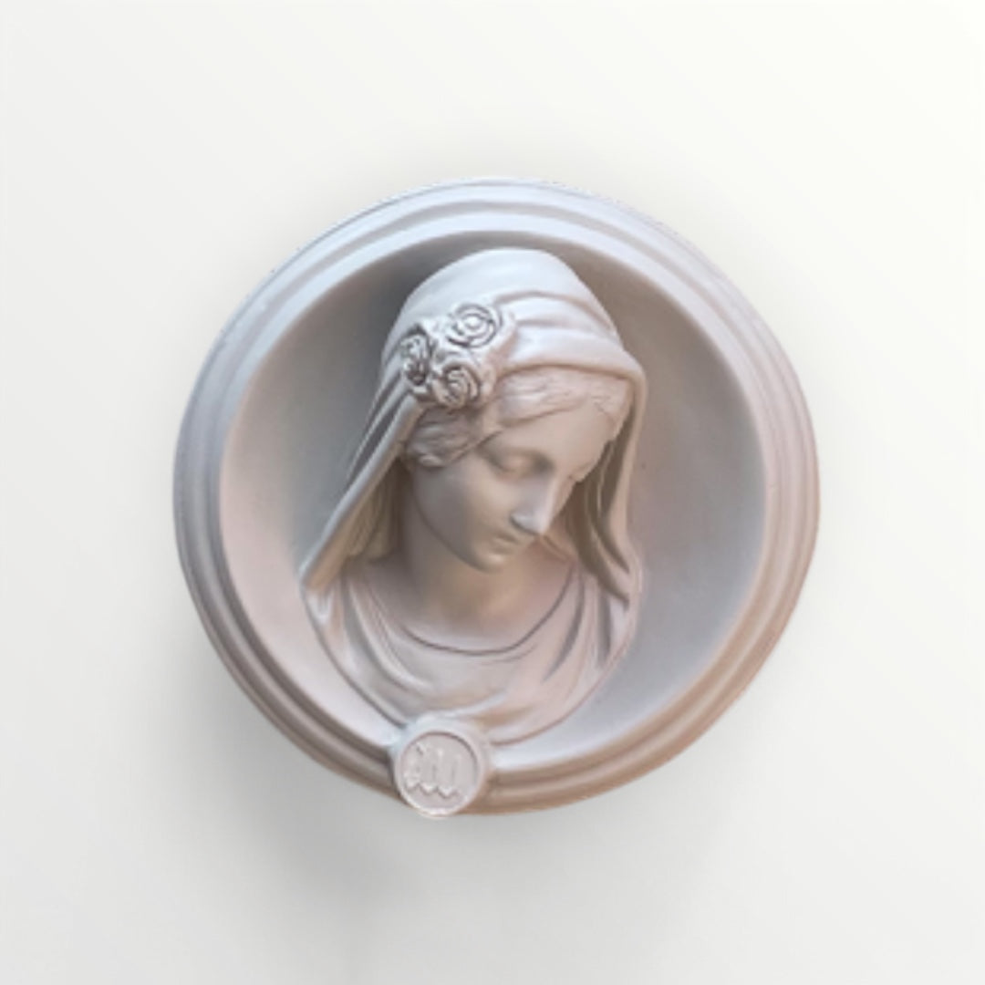 Ex-voto visage de Marie en relief - Selfie lin