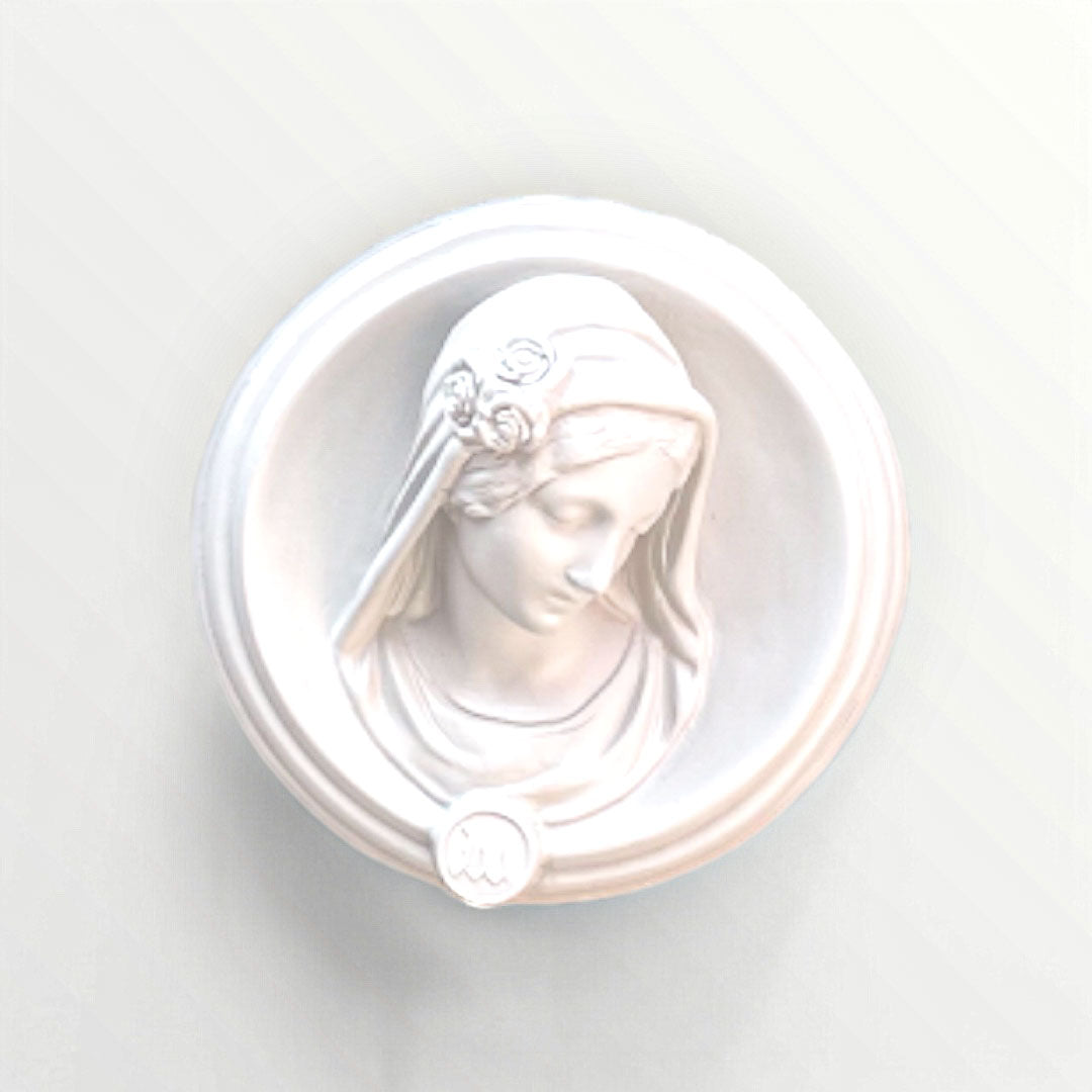 Ex-voto visage de Marie en relief - blanc