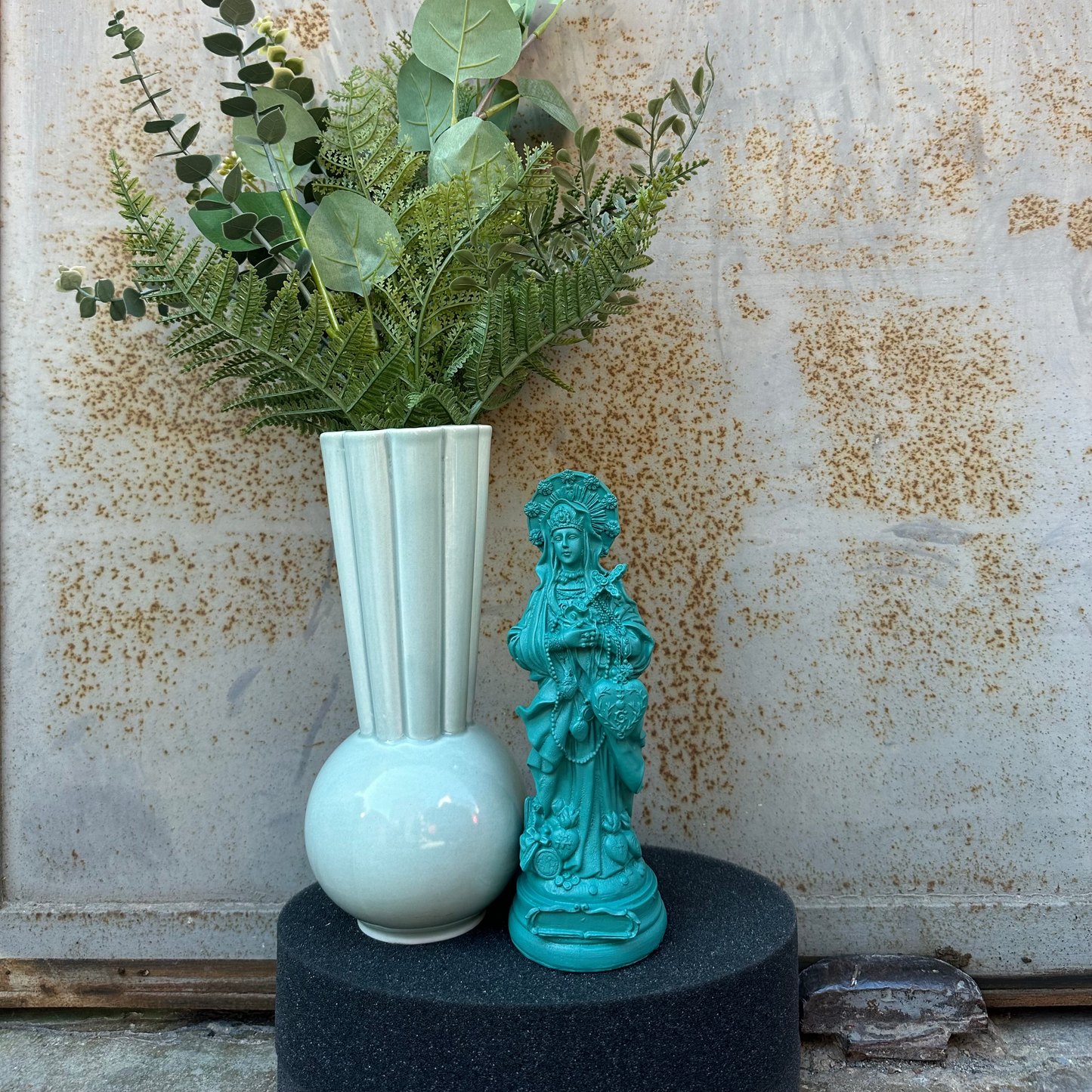 Statuette Sainte Erzulie-Freda - Couleurs automne/hiver émeraude