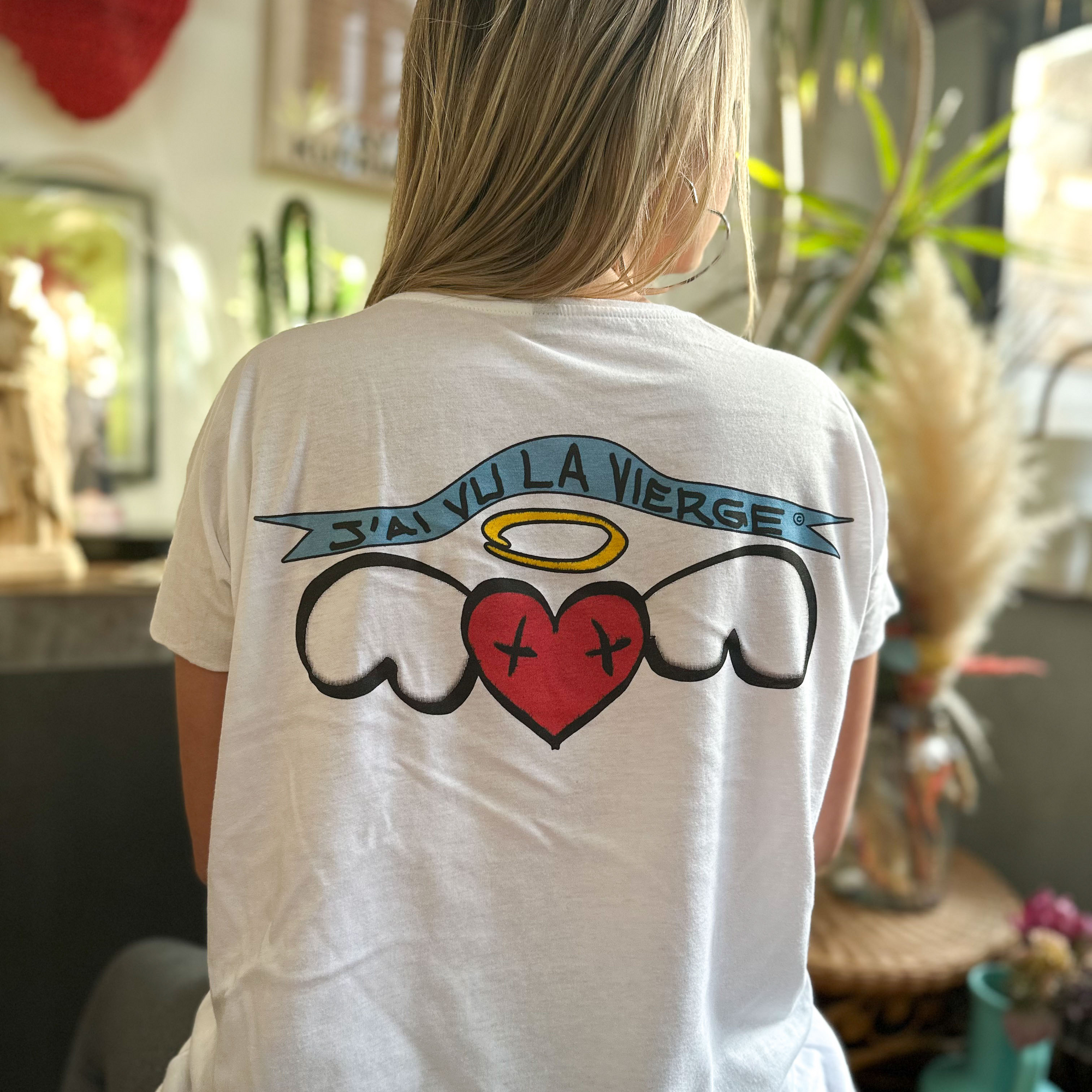 T-shirt col évasé manche courte - J'ai vu la Vierge