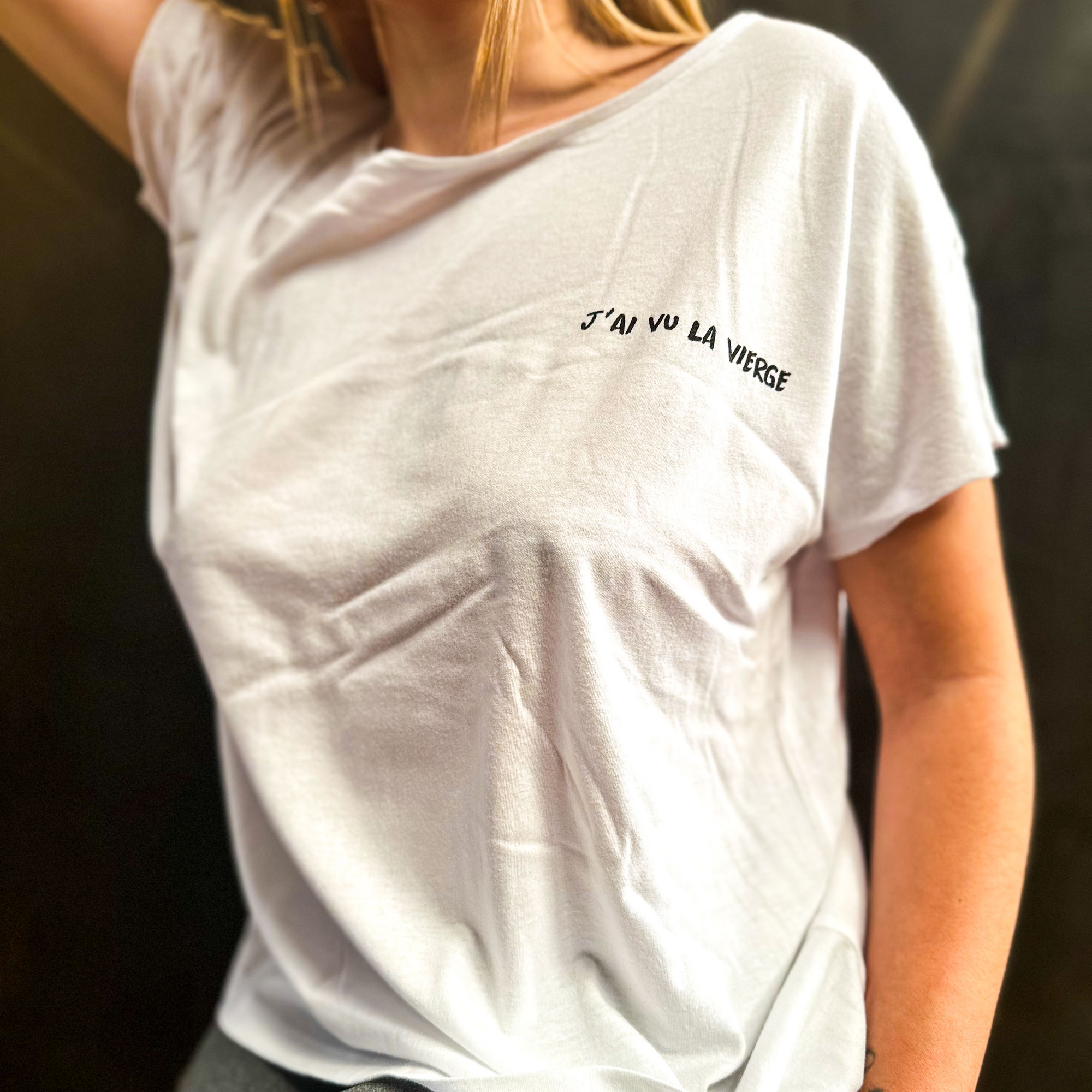 T-shirt col évasé manche courte - TAROT DE MARIE - J'ai vu la Vierge