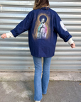 Veste bleu de chine la Vierge Marie bleu