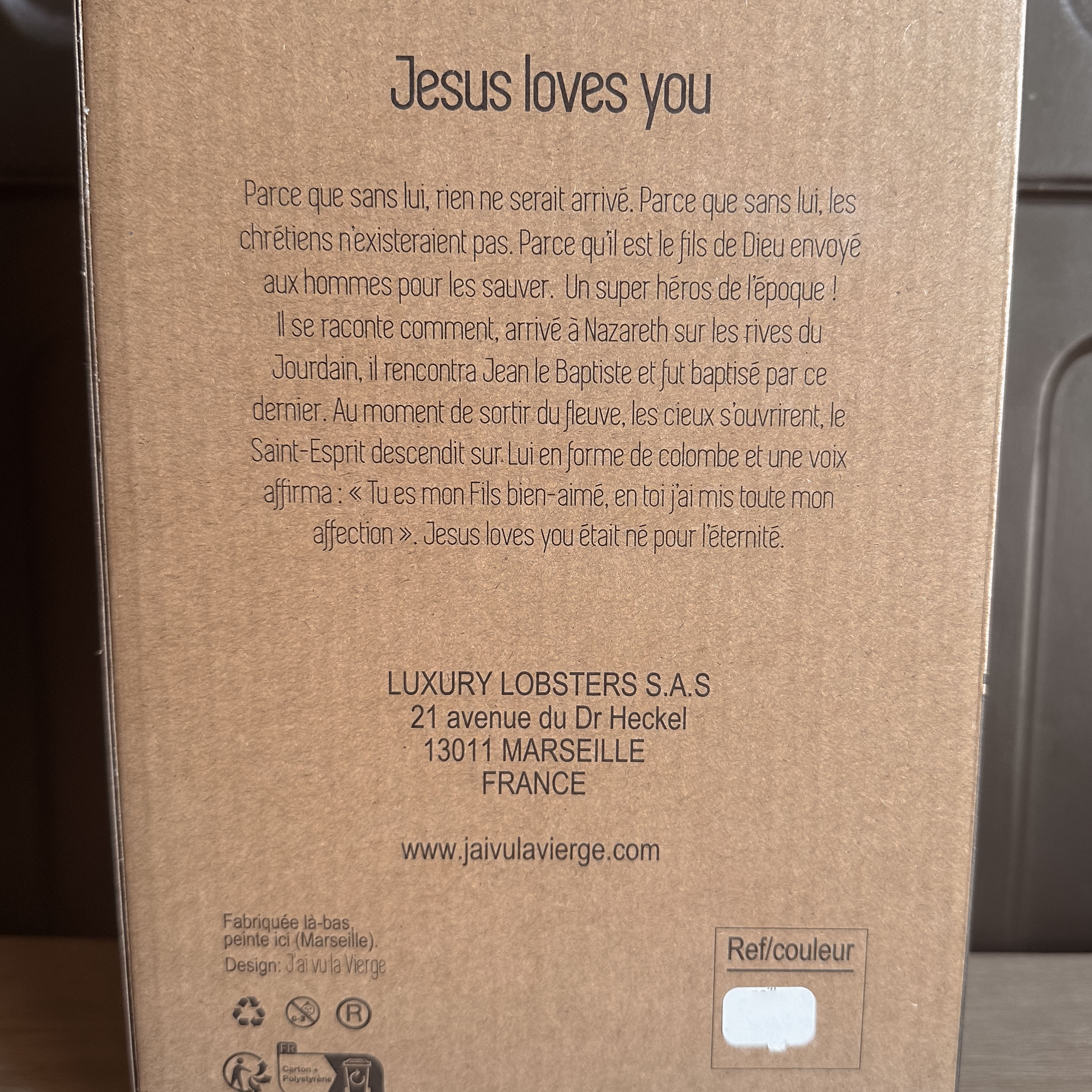Statuette Jesus loves you - 22cm- J'AI VU LA VIERGE - Couleur intemporelle