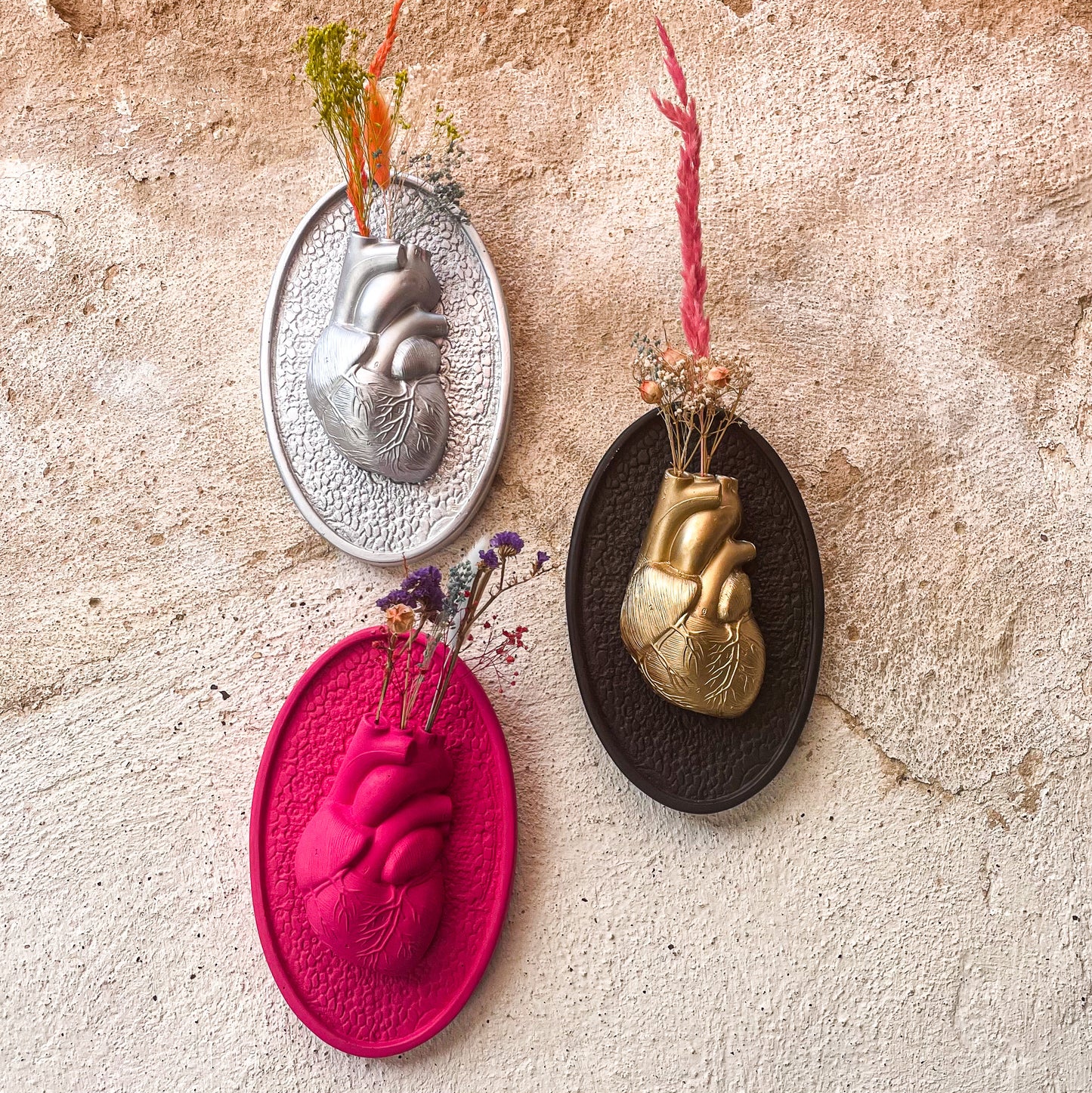 Ex voto coeur anatomique et dentelle "Eternel"
