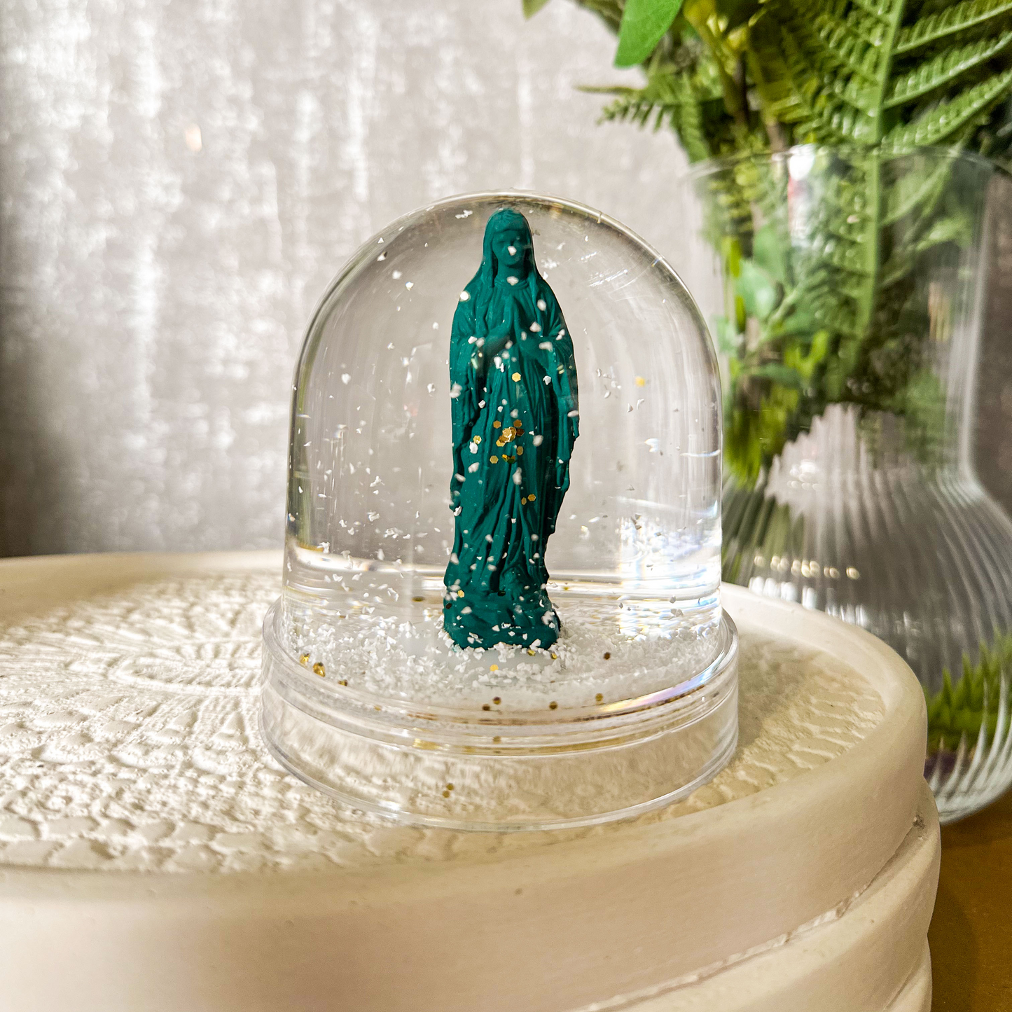 Boule à neige Vierge Marie vert empire