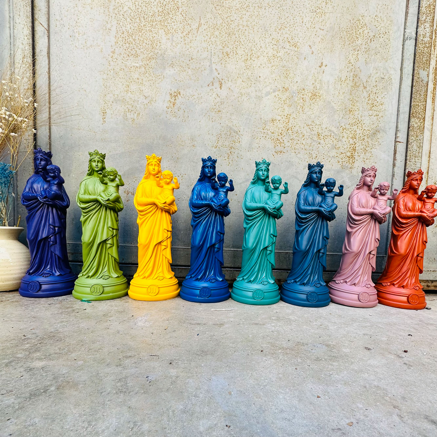 Statuette décoration d'intérieur Notre-Dame de la Garde, J'ai vu la Vierge de 30 cm -Couleurs automne/hiver nuance de la saison