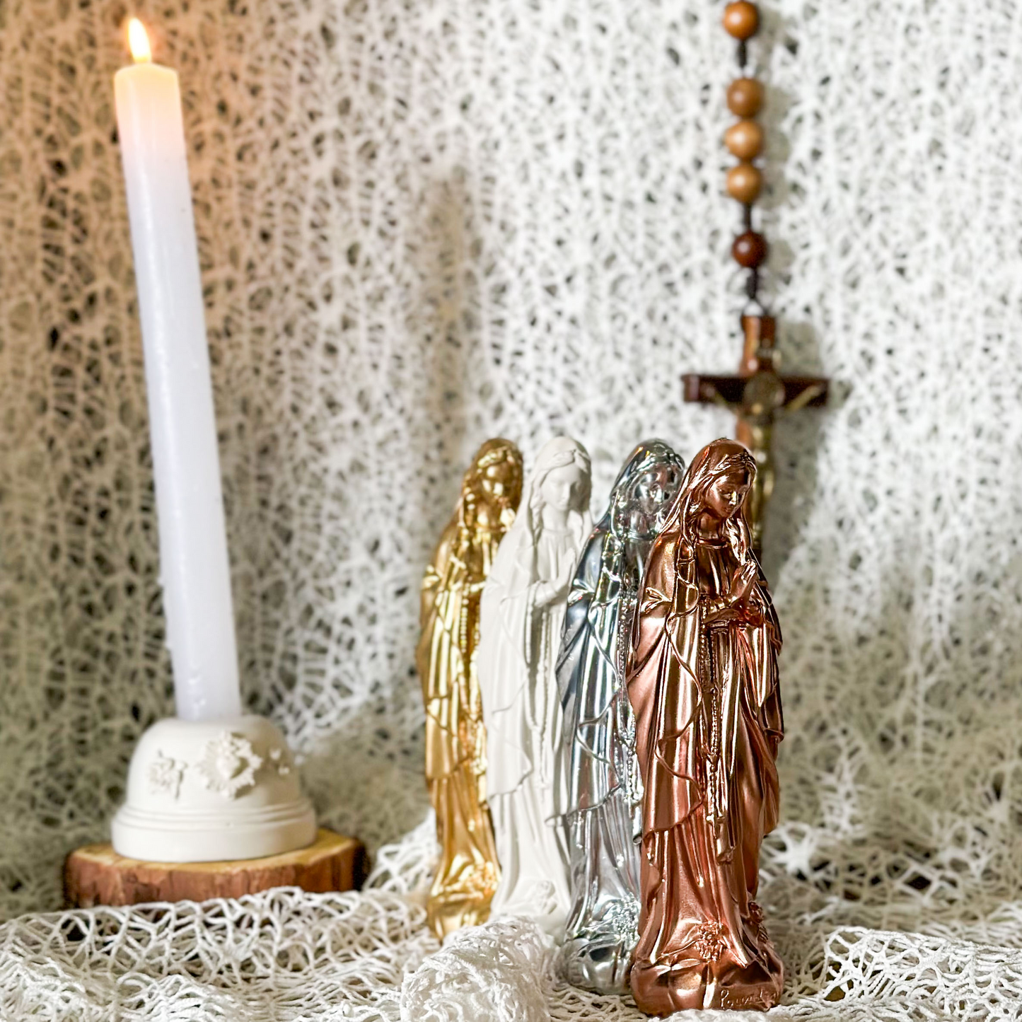 Statuette décoration d'intérieur Vierge Marie Lourdes fête des pères 17 cm
