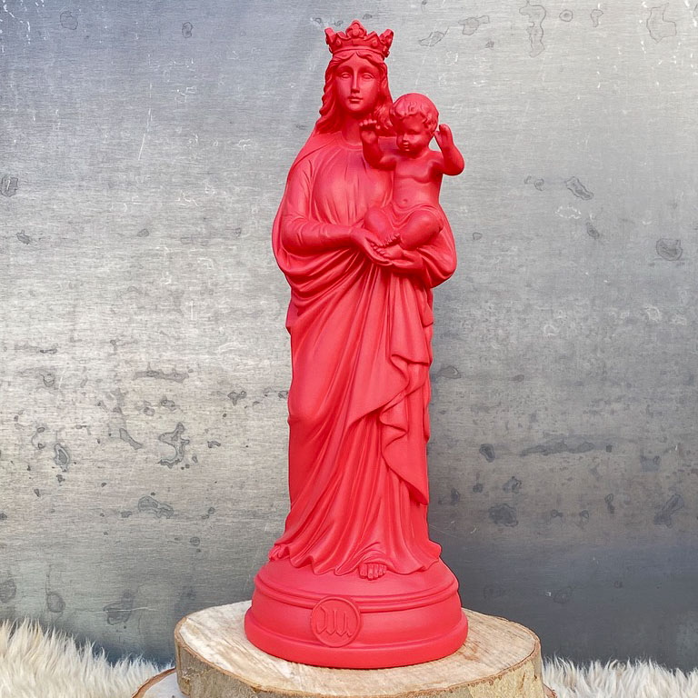 Statuette décoration d'intérieur Notre-Dame de la Garde, J'ai vu la Vierge de 30 cm corail