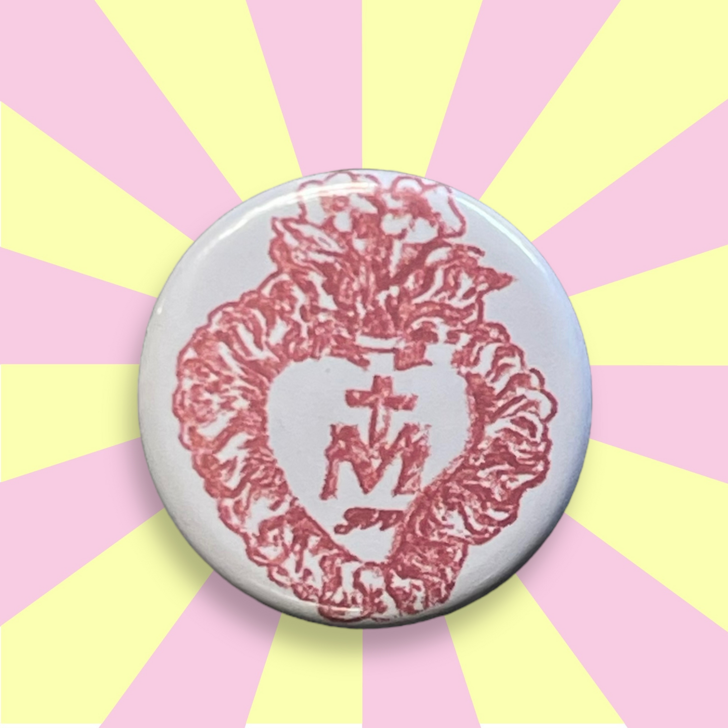 Broche & badges bouton rond 25 mm J'ai vu la Vierge coeur de Marie tagada