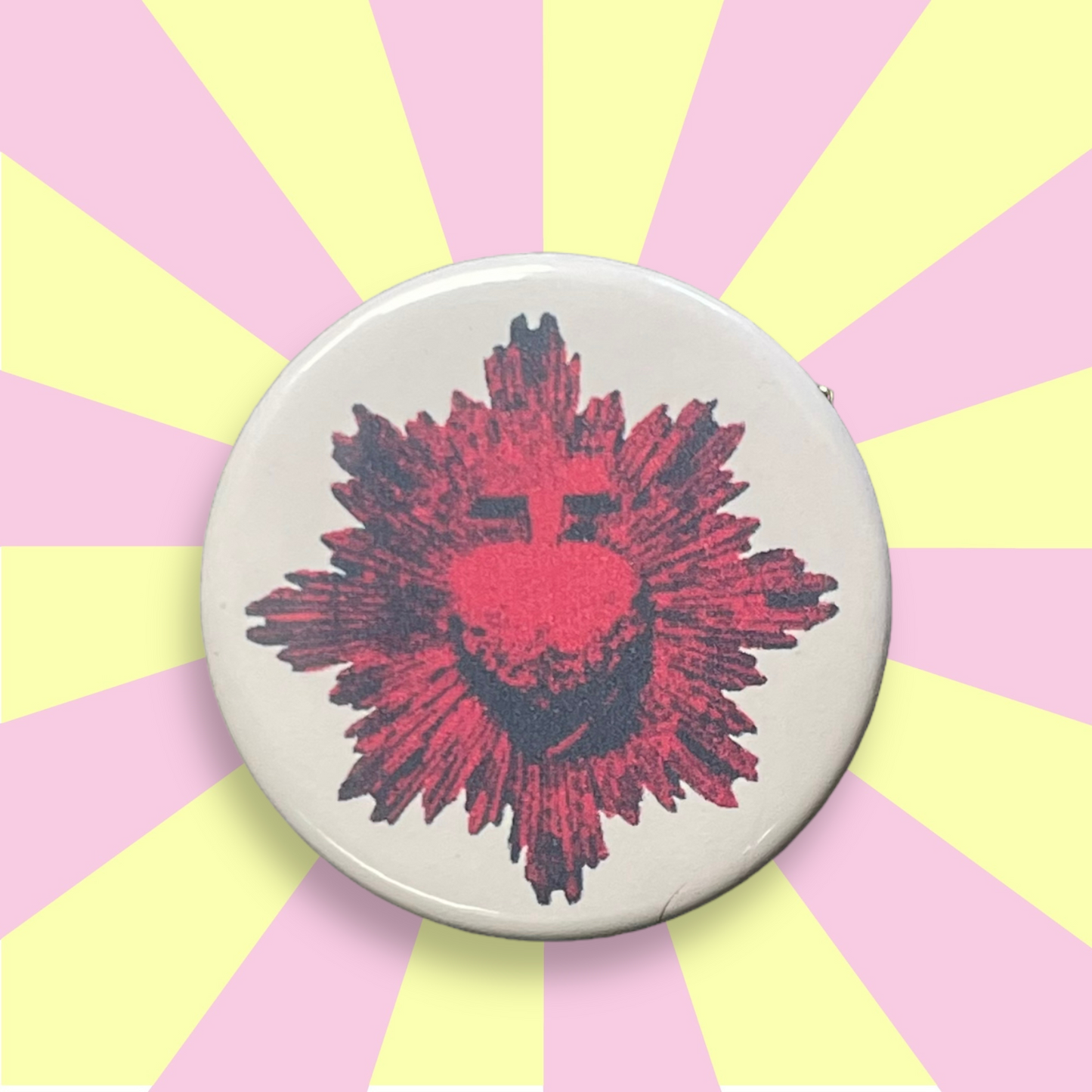Broche & badge bouton rond J'ai vu la vierge 35 mm ex-voto vital tagada