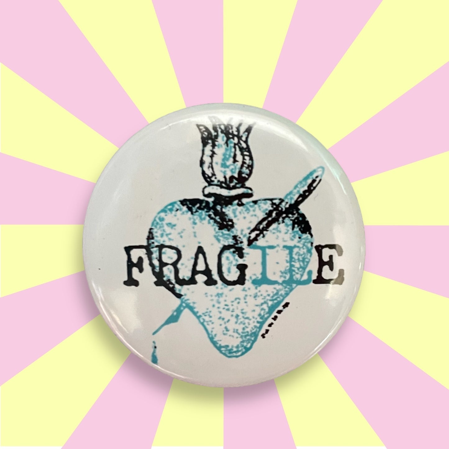 Badge bouton rond 38 mm design Vierge, Jésus, ex-voto