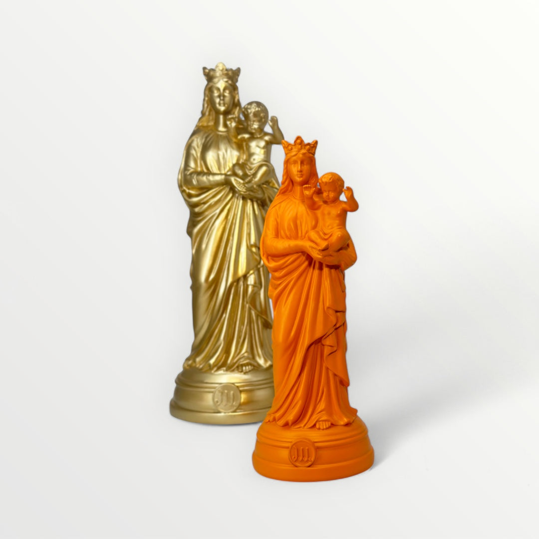 Statuette Notre-Dame-de-la-Garde 20cm - J'AI VU LA VIERGE orange mandarine