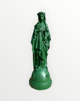Statuette de la Vierge Marie aux Fleurs vert jungle