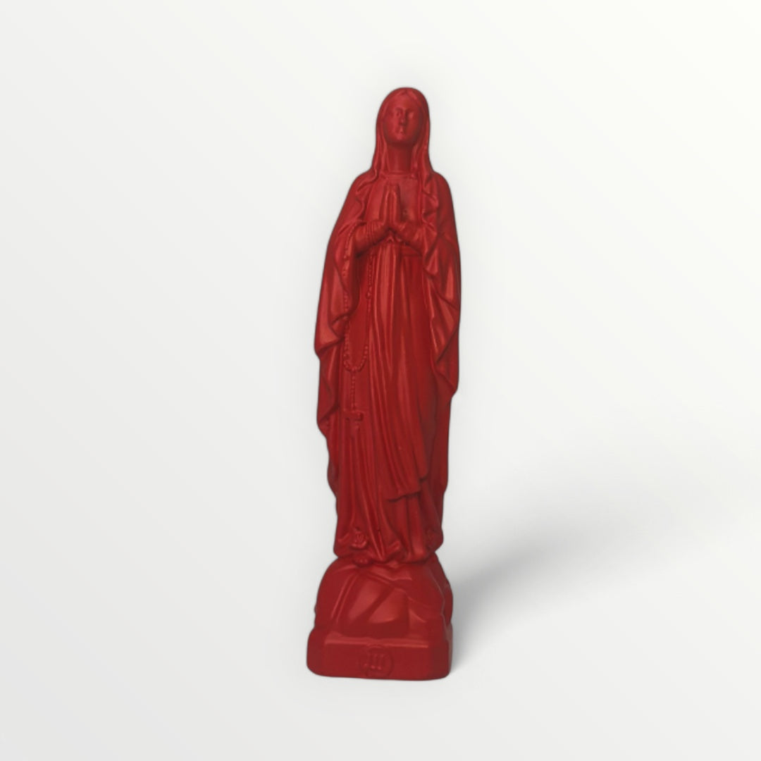Vierge Marie de Lourdes 12 cm rouge carmin