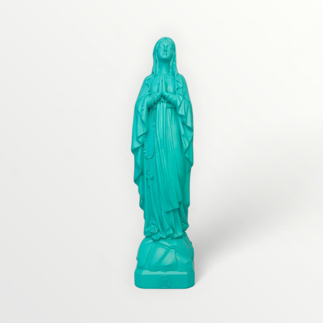 Vierge marie de lourdes 30cm bleu splash