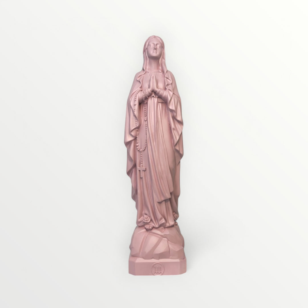 Vierge marie de lourdes 30cm rose poudré