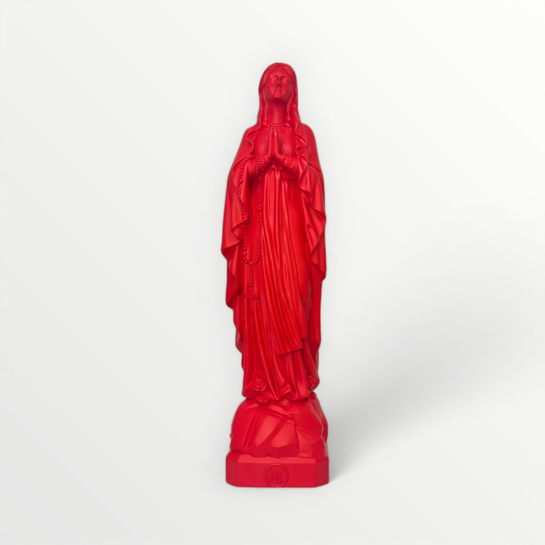 Vierge marie de lourdes 30cm rouge carmin