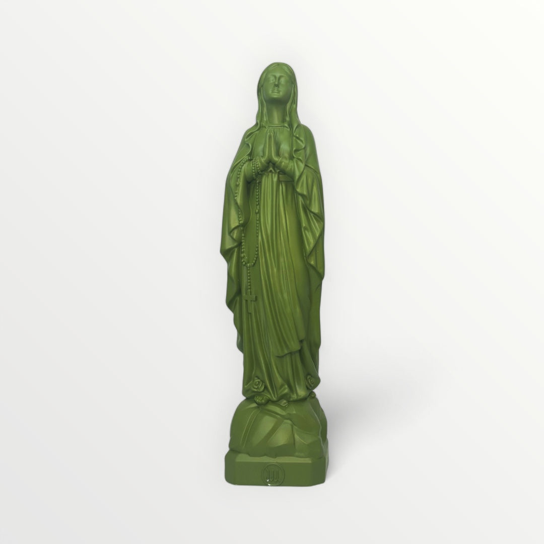 Vierge marie de lourdes 30cm vert kaki