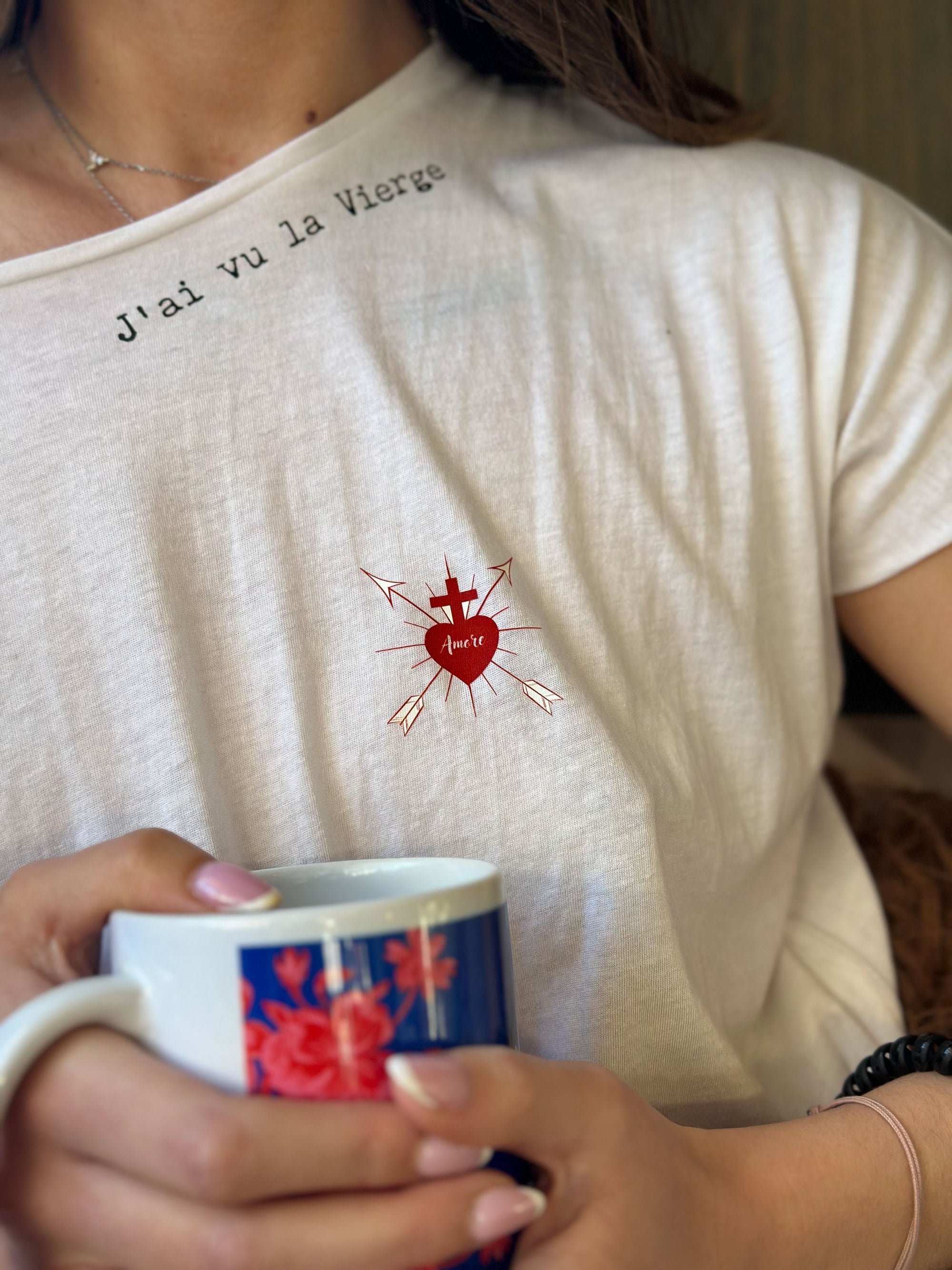 T-shirt col évasé rond manche courte - Simple
