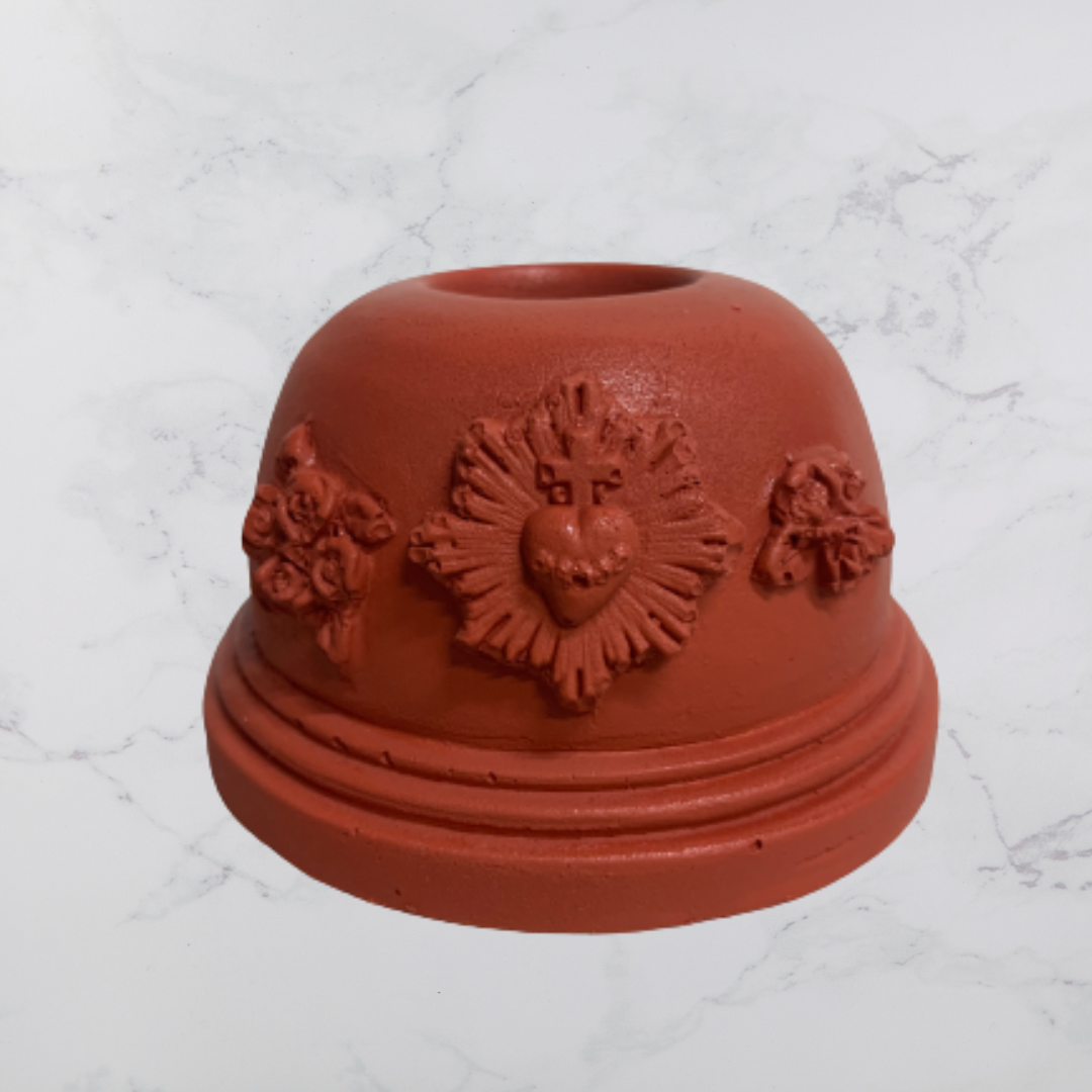 Bougeoir en plâtre coloré terracotta