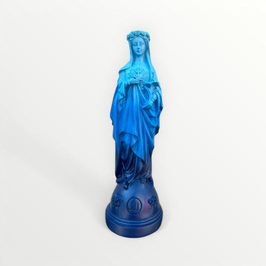 Statuette la Vierge Marie aux fleurs - Tie and Dye