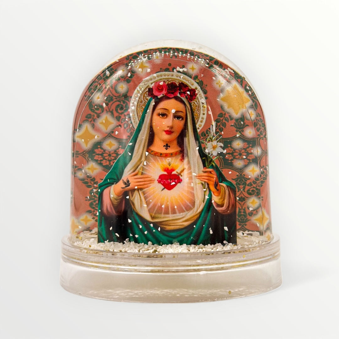 BOULE À NEIGE MARIE AUX FLEURS IMPRIMÉE