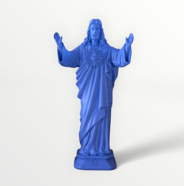 Statuette Jesus Loves You Couleur Bleu Azur