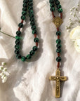 Chapelet Notre-Dame de Fatima en Malachite Reconstituée – Édition Limitée