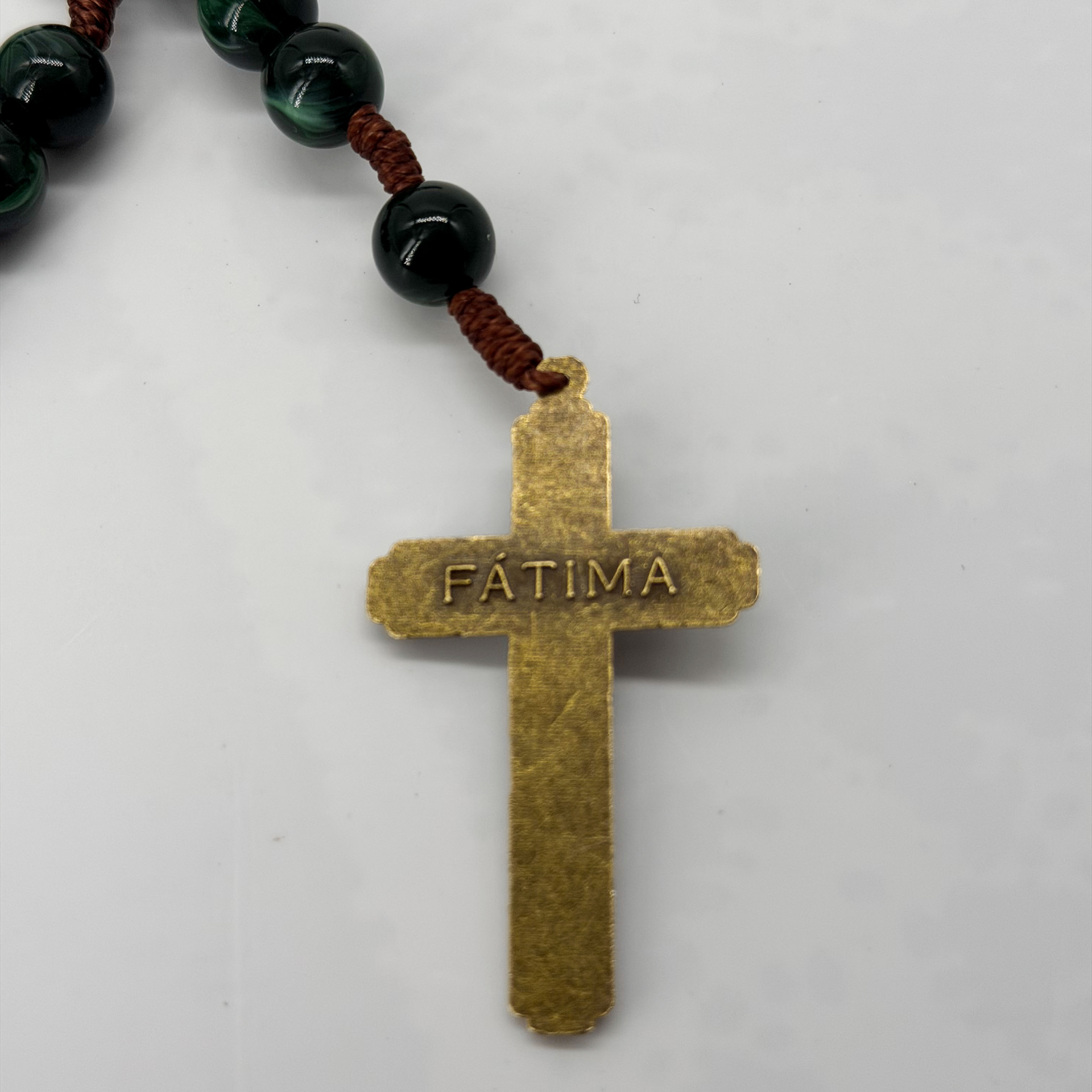 Chapelet Notre-Dame de Fatima en Malachite Reconstituée vue de dos