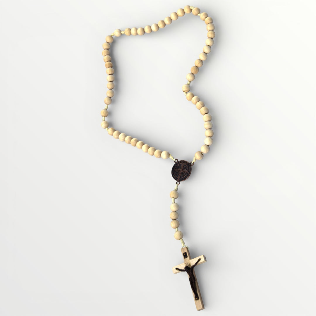 Chapelet en bois teinté bois naturel – J’ai vu la Vierge