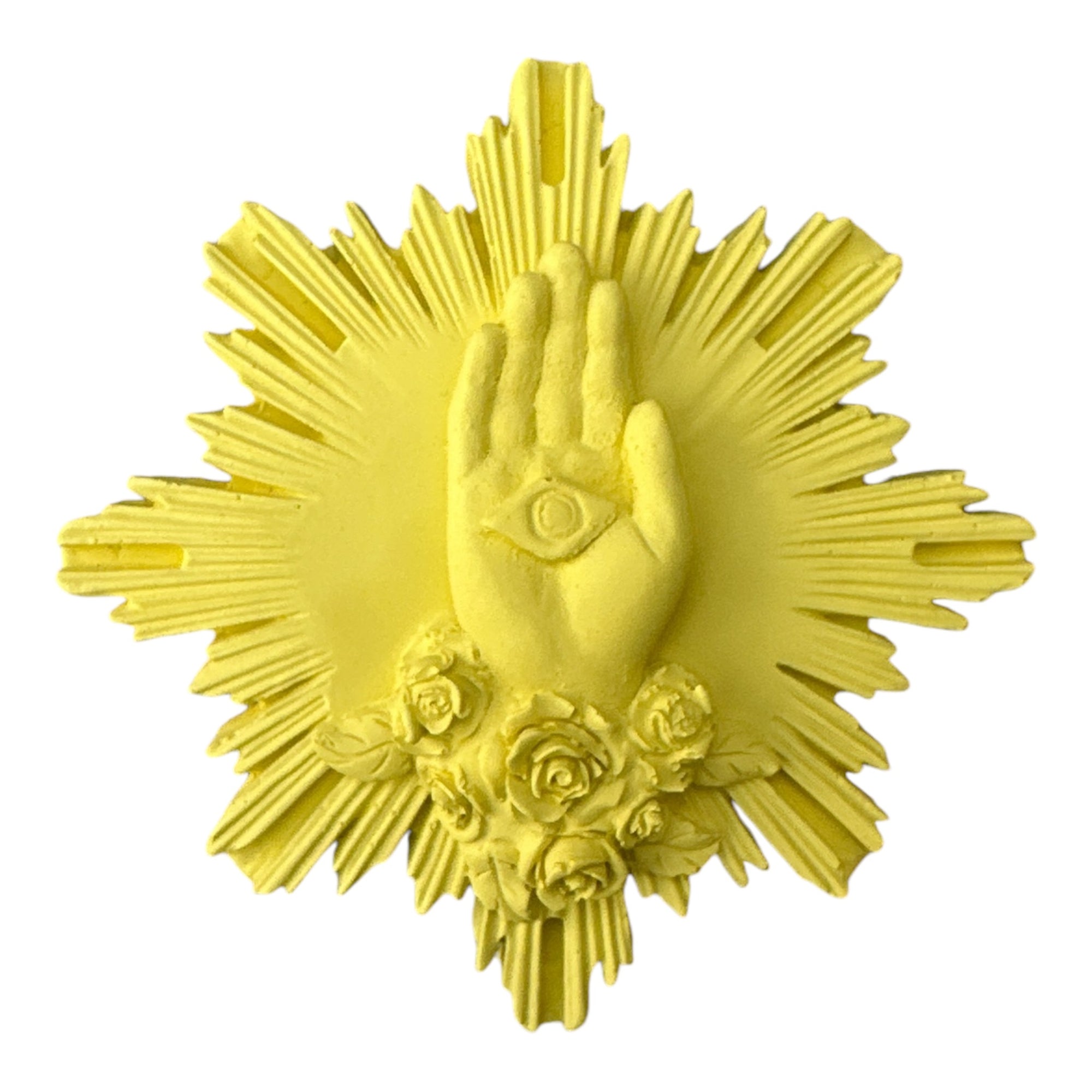 Ex-voto main de marie jaune citron