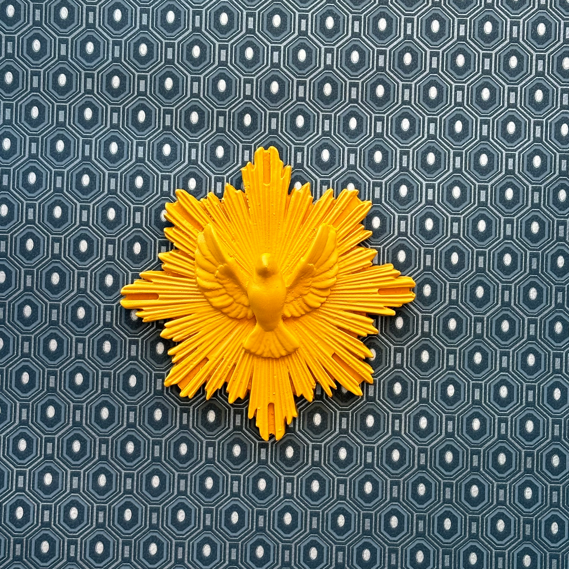 Ex-voto décoration murale oiseau "envole-moi"- couleurs Automne/Hiver jaune ambre