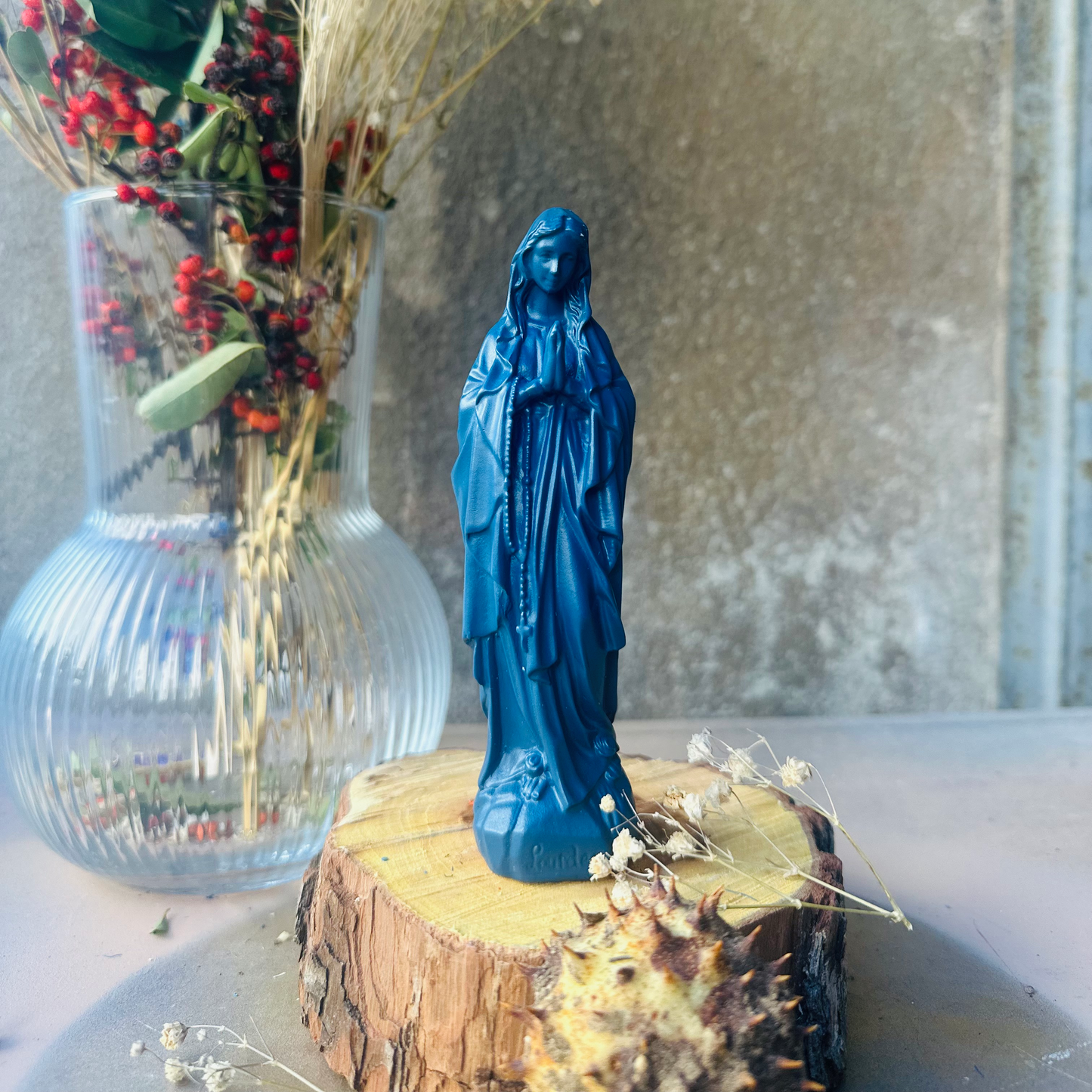 Statuette décoration d'intérieur Vierge Petite Marie Lourdes 12cm - couleurs automne |hiver