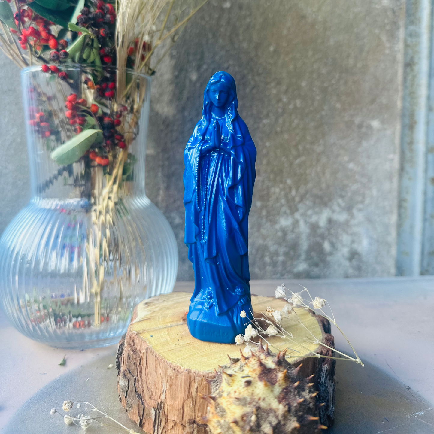 Statuette décoration d'intérieur Vierge Petite Marie Lourdes 12cm - couleurs automne |hiver