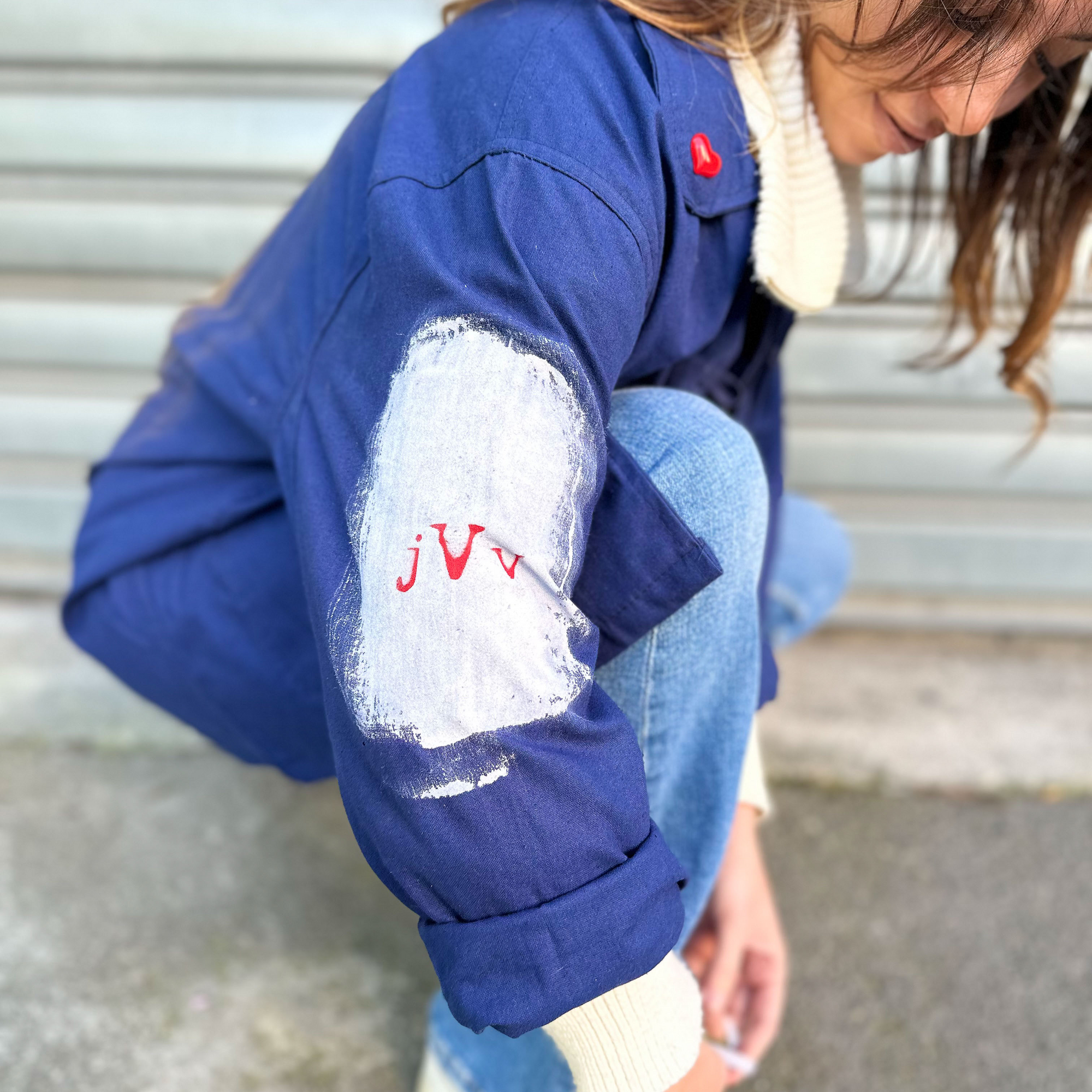 Veste bleu de chine la Vierge Marie bleu