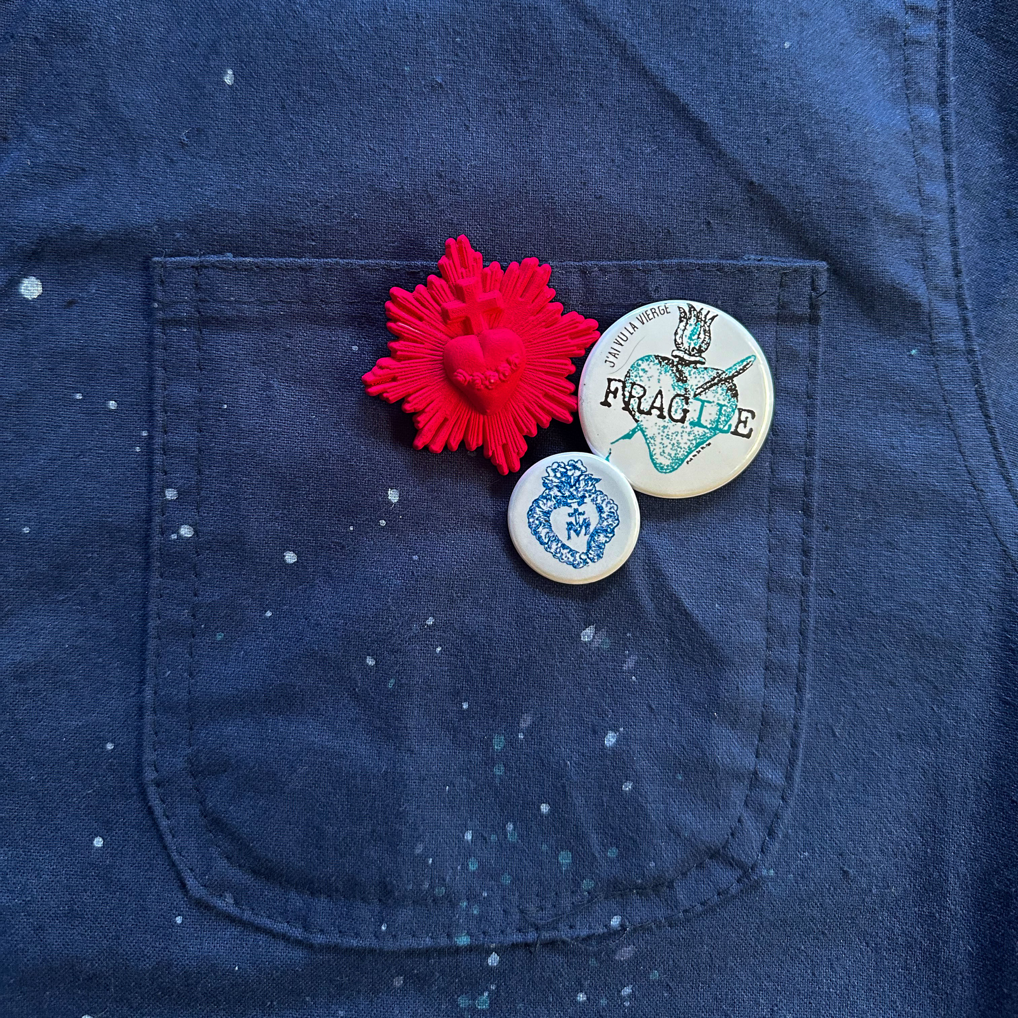 Veste bleu de chine la Vierge Marie bleu