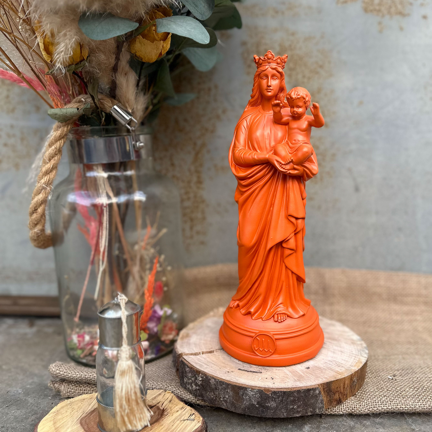 Statuette décoration d'intérieur Notre-Dame de la Garde, J'ai vu la Vierge de 30 cm -Couleurs Printemps | Été orange