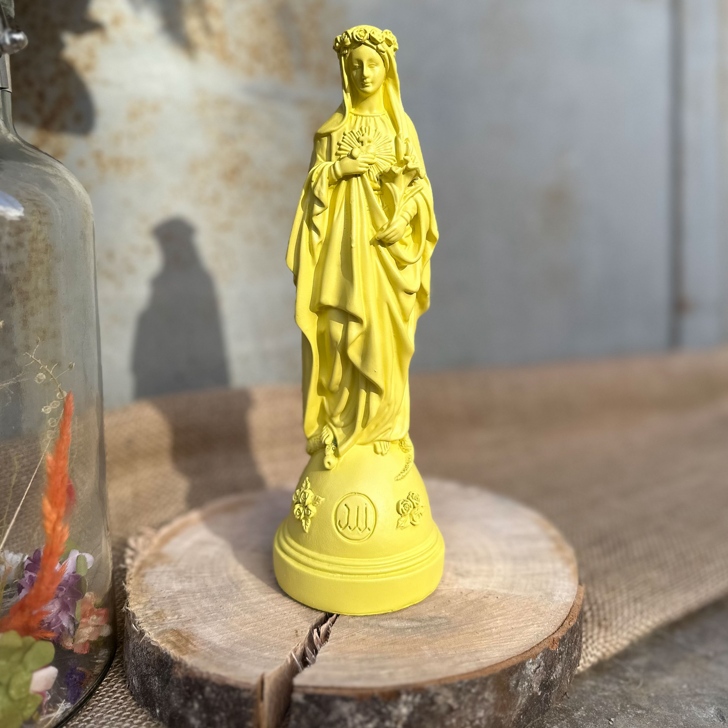 Statuettes Marie aux Fleurs - couleurs Printemps | Été jaune citron