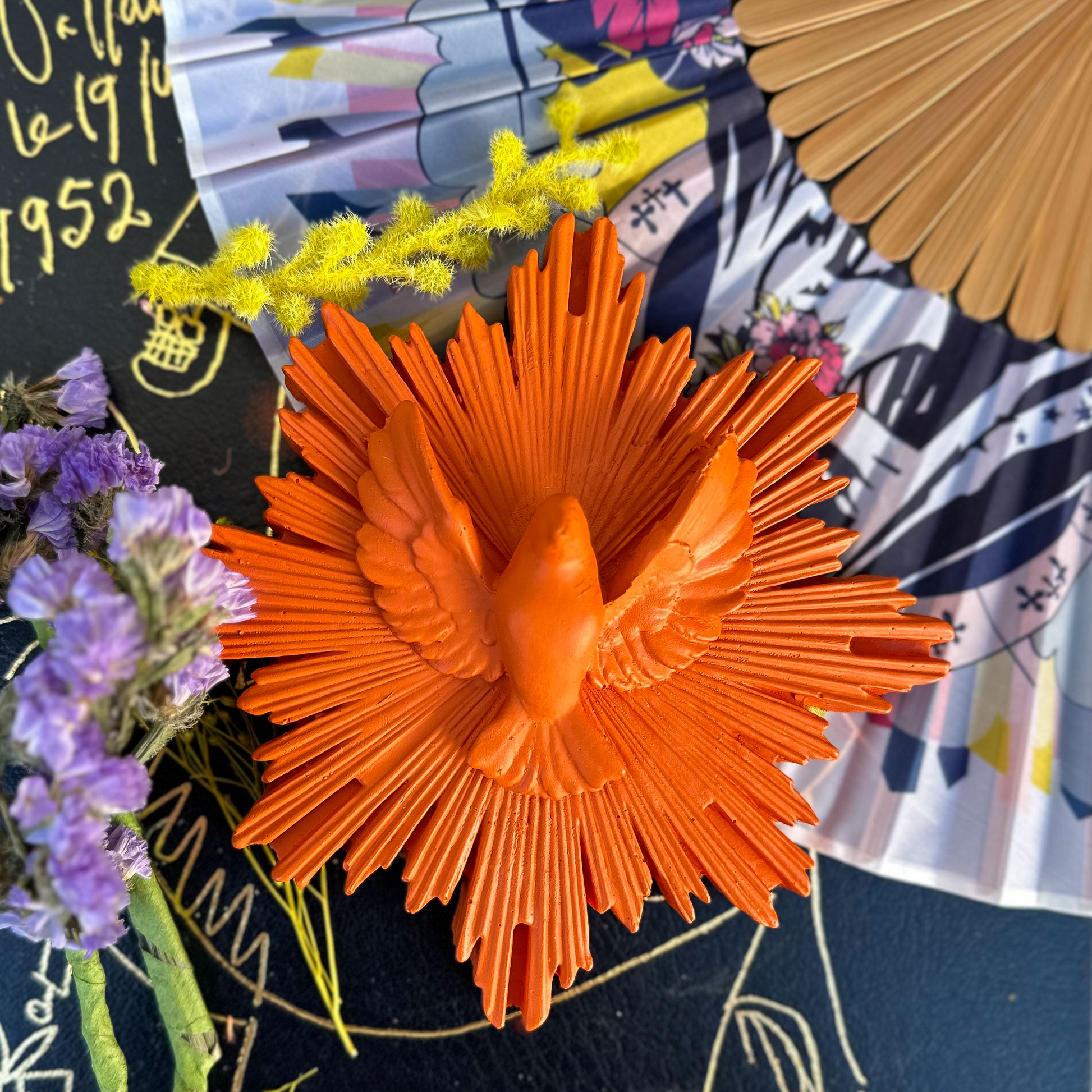 Ex-voto oiseau décoration murale Envole-Moi - couleurs printemps | été orange