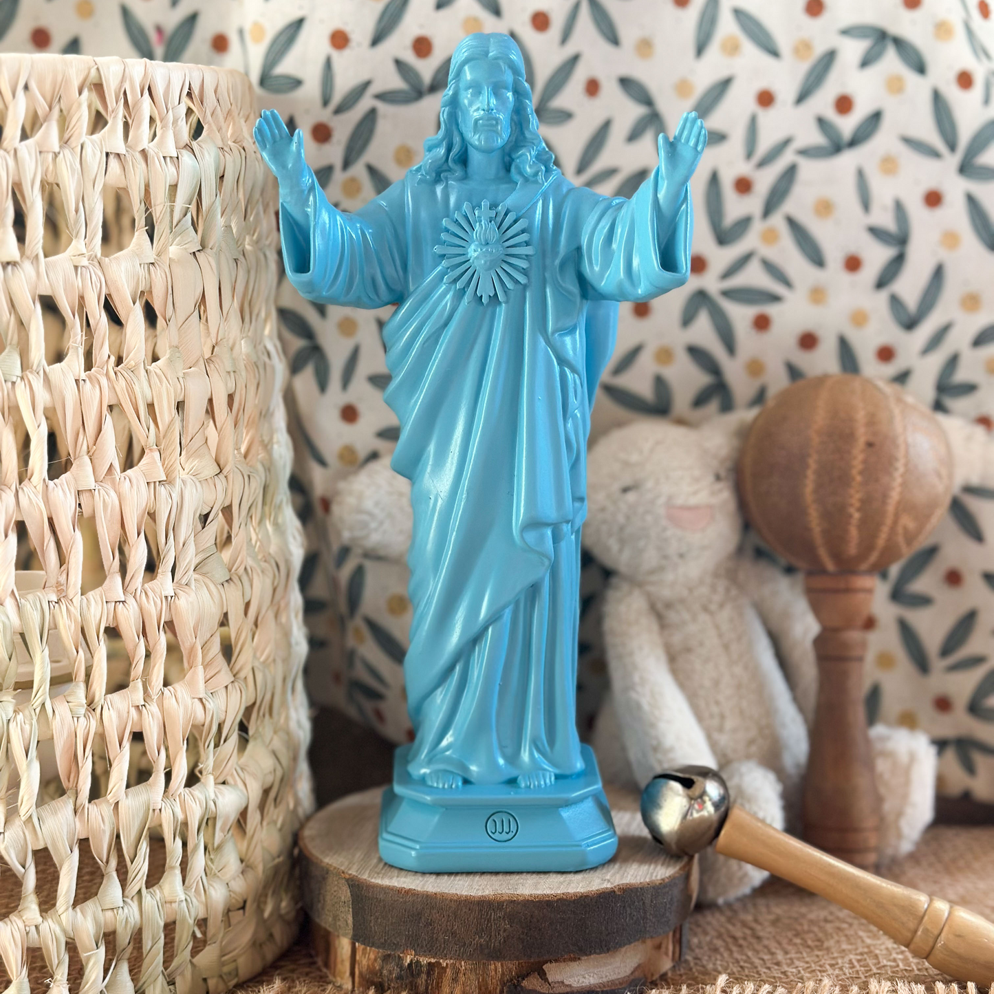 Statuette Jesus loves you- Kids bleu layette 