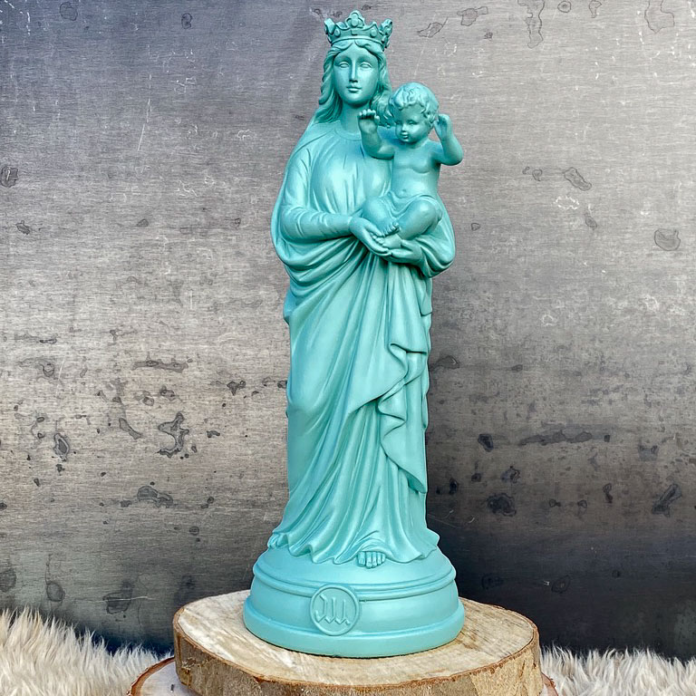 Statuette décoration d'intérieur Notre-Dame de la Garde, J'ai vu la Vierge de 30 cm- Couleurs intemporelles